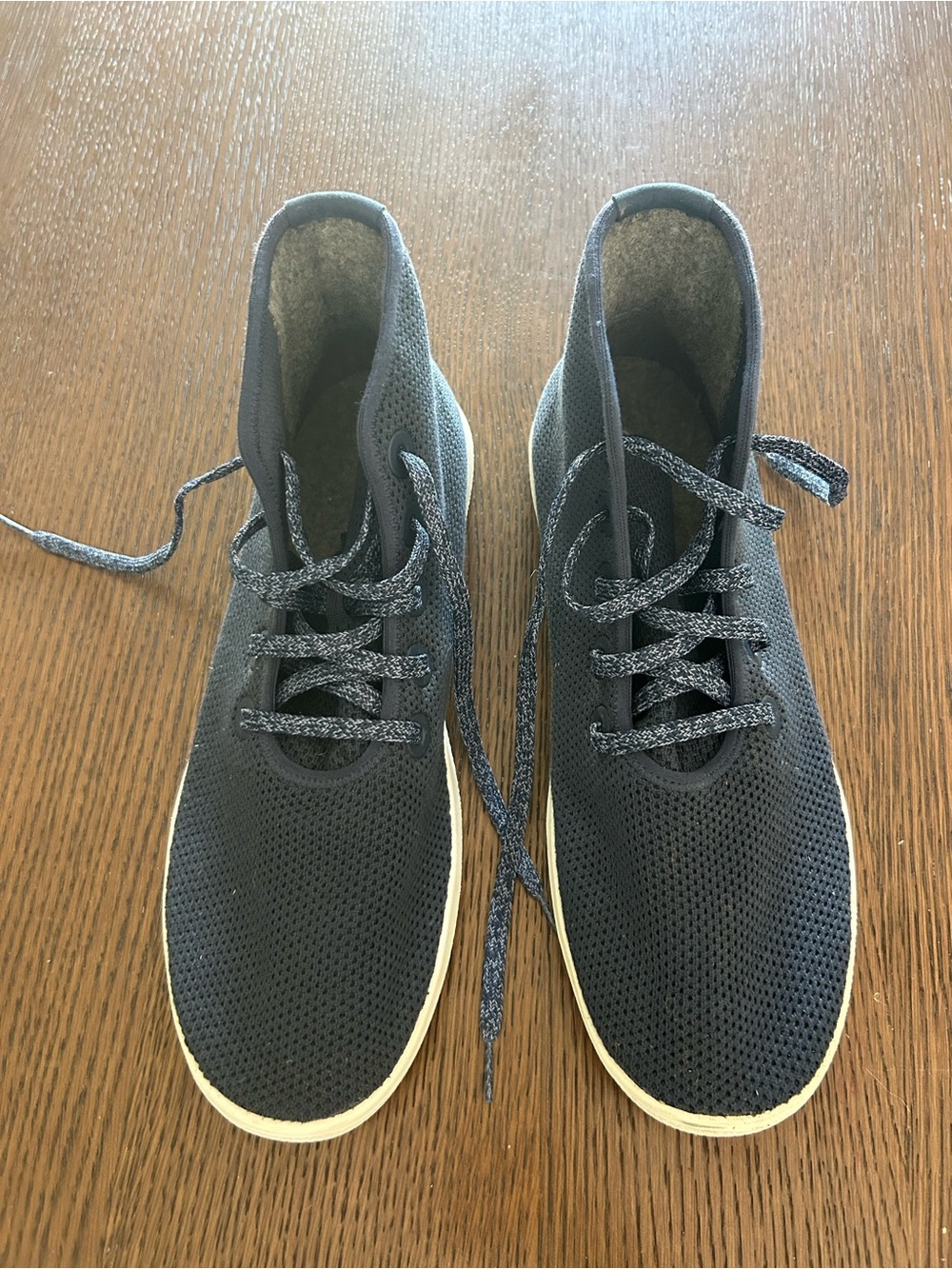 allbirds Men's Navy Knit High Top Sneakers with White Sole
